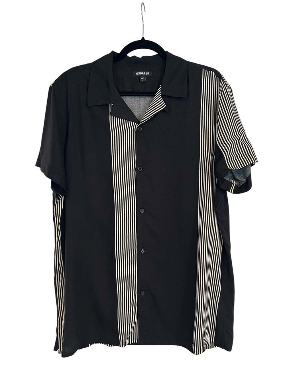 Express Men’s Smart Casual Resort Retro Minimal Stripe Dress Hawaiian Shirt- M